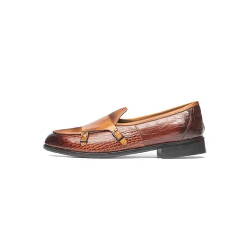 کالج مردانه دوسگک کروکو-نابوک عسلی - چرم کارن | Karen Leather