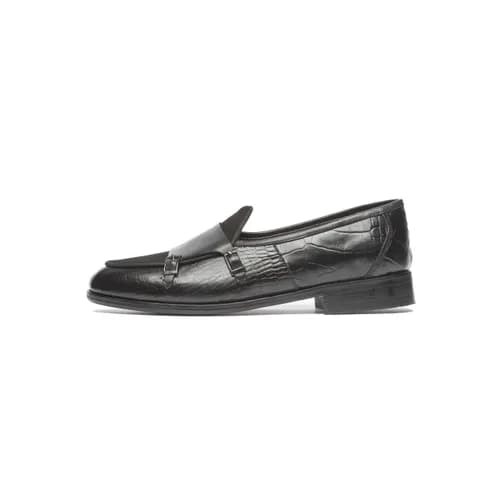 کالج مردانه دو سگک کروکو-نابوک مشکی - چرم کارن | Karen Leather