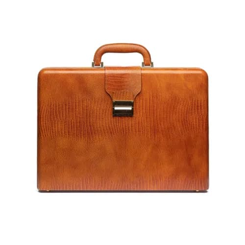 کیف اداری مردانه سامسونت تک قفل یراق ایتالیایی کروکو عسلی - چرم کارن | Karen Leather