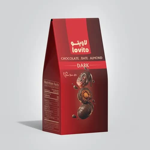 خرما با روکش شکلات تلخ و مغز بادام