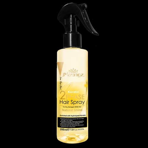 اسپری دوفاز کراتینه حهت حفظ سلامت و تقویت موی کراتین شده بدون چرب شدن - Marongz | مارونز