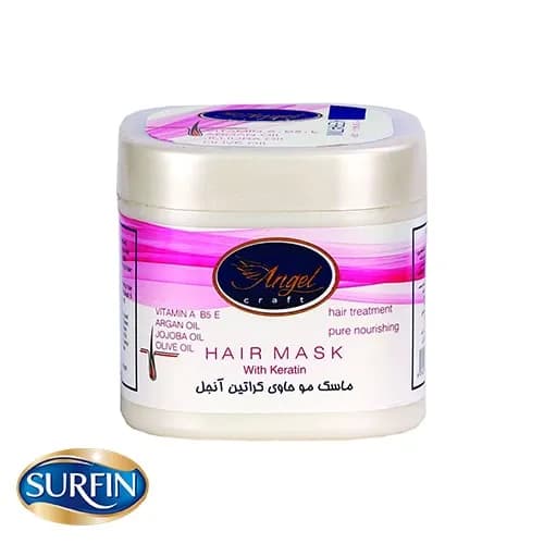 ماسک مو کراتین مخصوص موهای وزدار انجل کرفت مدل KERATIN حجم 500 میلی لیتر