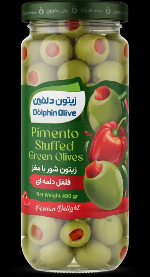 زیتون با مغز فلفل دلمه ای 480g - دلفین