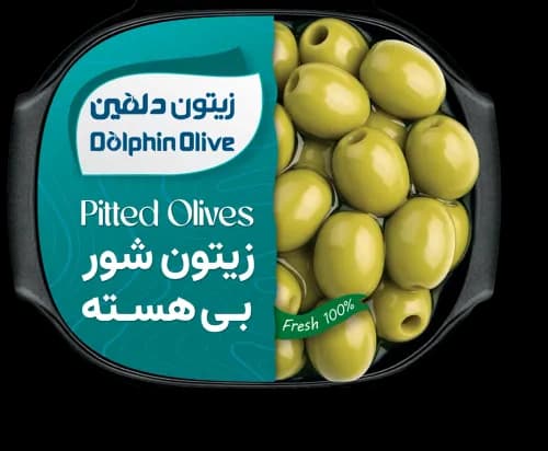 زیتون سبز بی هسته قایقی 120 گرم - دلفین