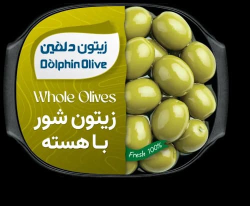 زیتون سبز شور باهسته قایقی 160g - دلفین