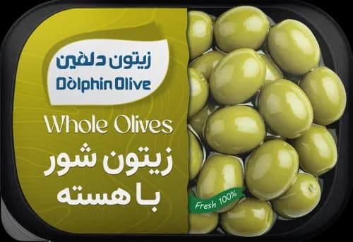 زیتون سبز شور باهسته قایقی 260g - دلفین